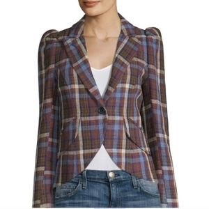 Smythe plaid linen blazer
